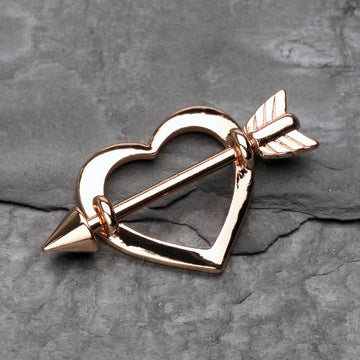 Detail View 1 of Rose Gold Cupid's Heart Nipple Shield Ring-Rose Gold